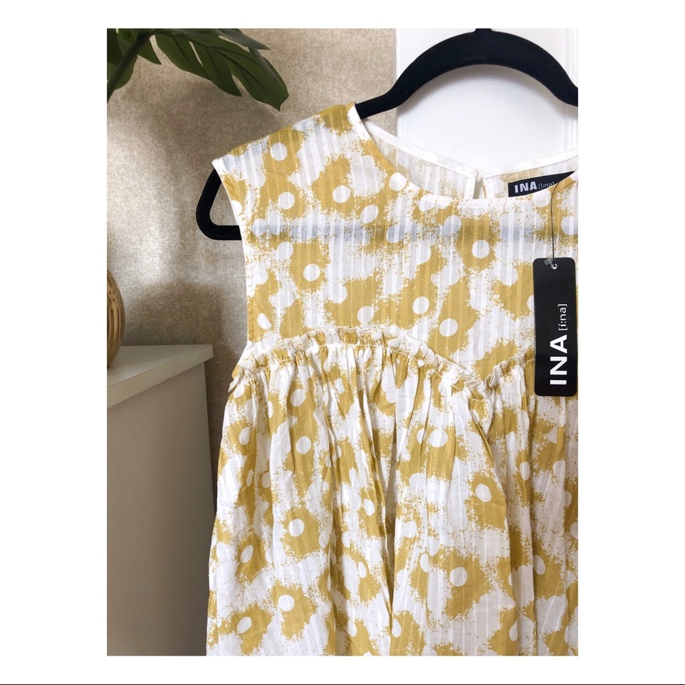 NWT- INA Poka Dot Ruffle Peplum Blouse - Picture 2 of 7